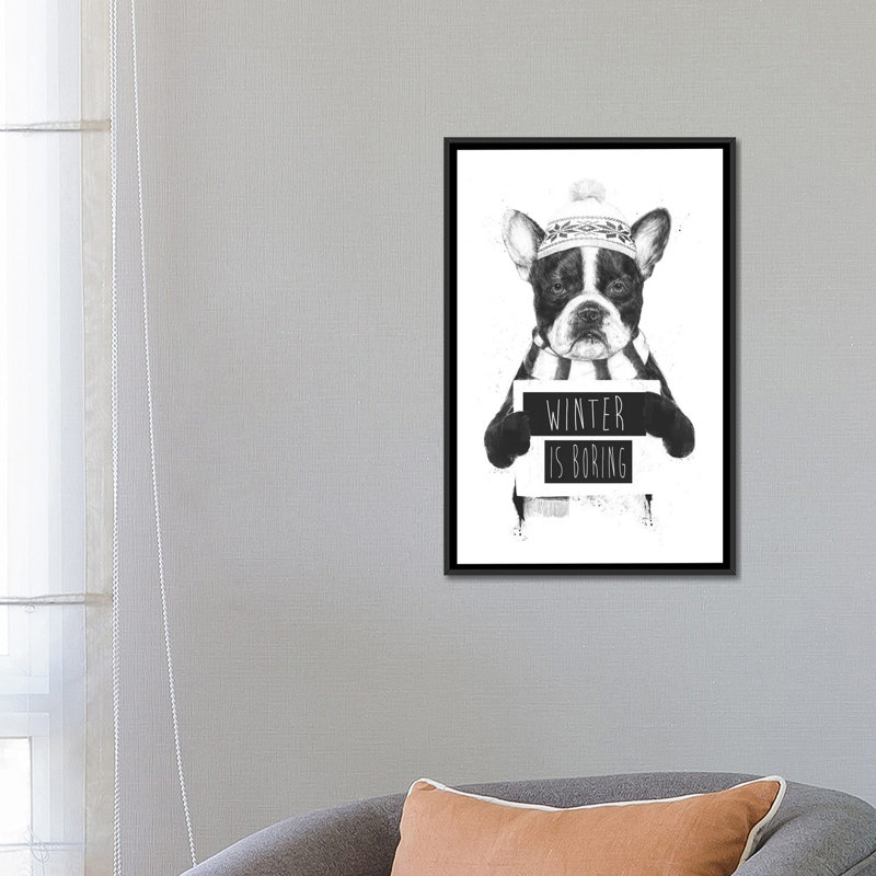 « winter is ennuyeuse », impression sur toile tendue, H 26 po x l 18 po x P 1,5 po, Pas de tapis, Toile avec cadre noir