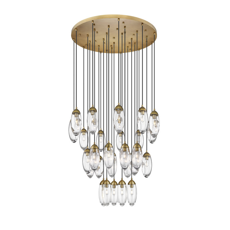 Doerun 27 - Light Dimmable Geometric Chandelier, Rubbed Brass