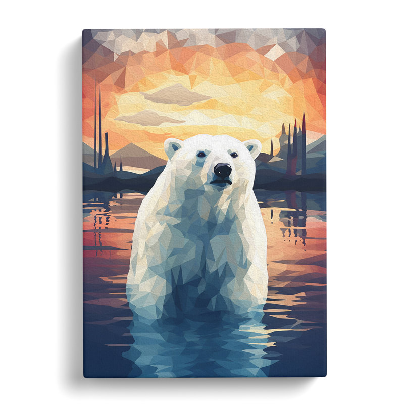 Polar Bear Geometric No.3 - Wrapped Canvas, 60cm H x 40cm W x 3cm D