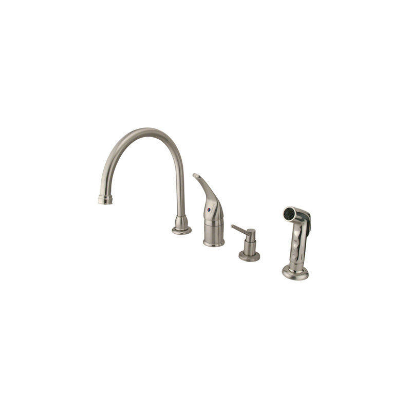 Single Handle Kitchen Faucet with Side Spray, Satin Nickel