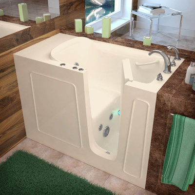 Santa Fe 53'' x 26'' Walk-in Whirlpool Porcelain Enameled Steel Bathtub with Faucet