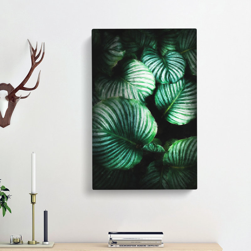 Gathered Green Plant Leaves - Wrapped Canvas Painting, 76cm H x 50cm W x 3cm D