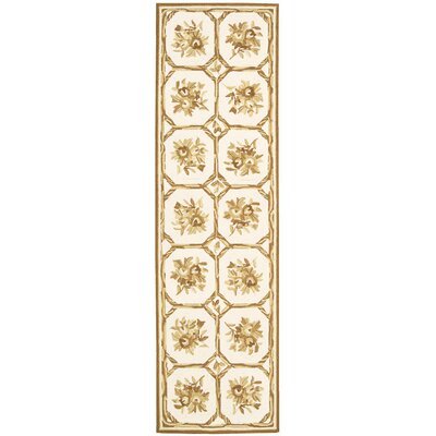 Kendall Floral Hand Hooked Wool Ivory/Yellow Area Rug -  August GroveÂ®, AGTG2165 42214665