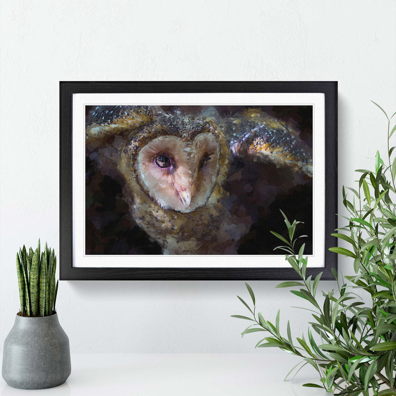 Masked Owl in Abstract - Picture Frame Graphic Art Print, Black Framed, 27cm H x 36cm W x 2cm D