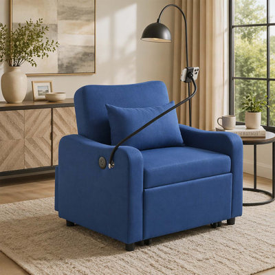 3-In-1 Convertible Sleeper Sofa Chair with Adjustable Backrest,Foldable Table