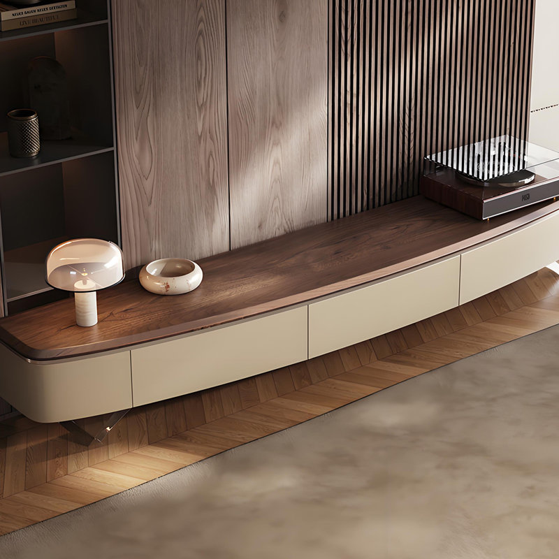 Meuble télé en bois de noyer massif avec rangement, H 15,74 po x L 78,74 po x l 15,74 po