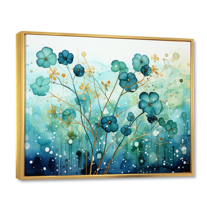 Naos Symphonie apaisante sur toile, Cadre flottant doré, H 30 po x l 40 po x P 1,5 po