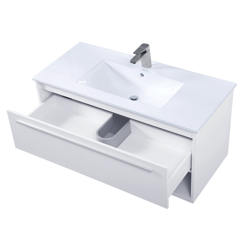 Ensemble de meuble-lavabo mural simple 40 po Kasper, Blanc