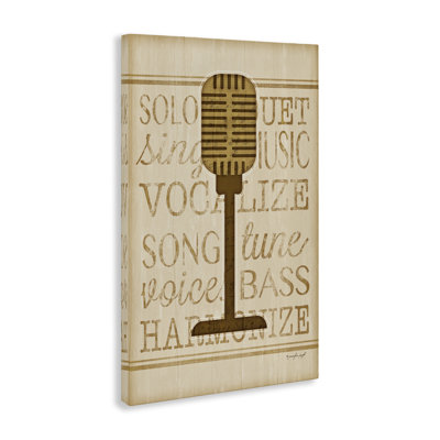 Music Words & Microphone Canvas Wall Art, design by Jennifer Pugh