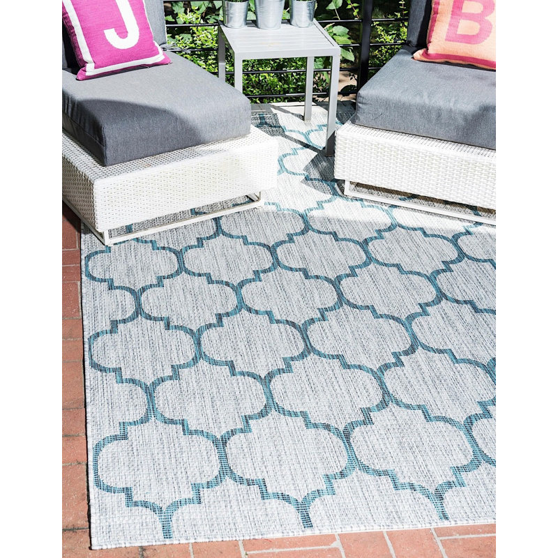 Outdoor Veranda Area Rug Mist Color, Rectangle 9' x 12'