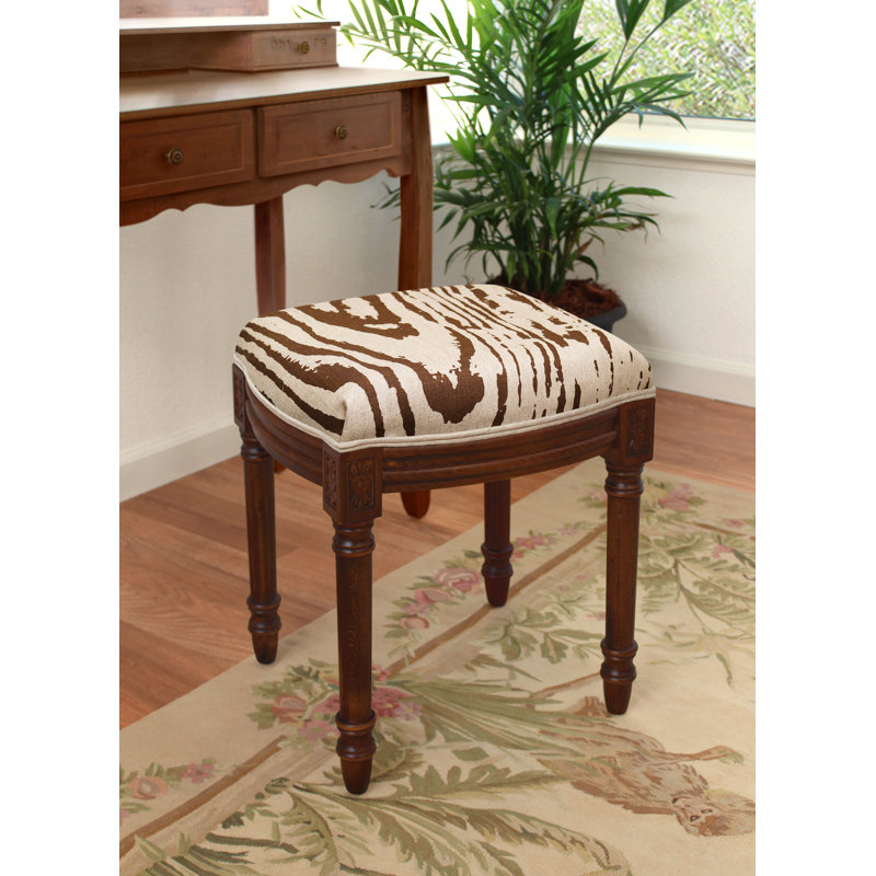 Tabouret de coiffeuse en faux bois Chartreuse, Noyer, Brun chocolat