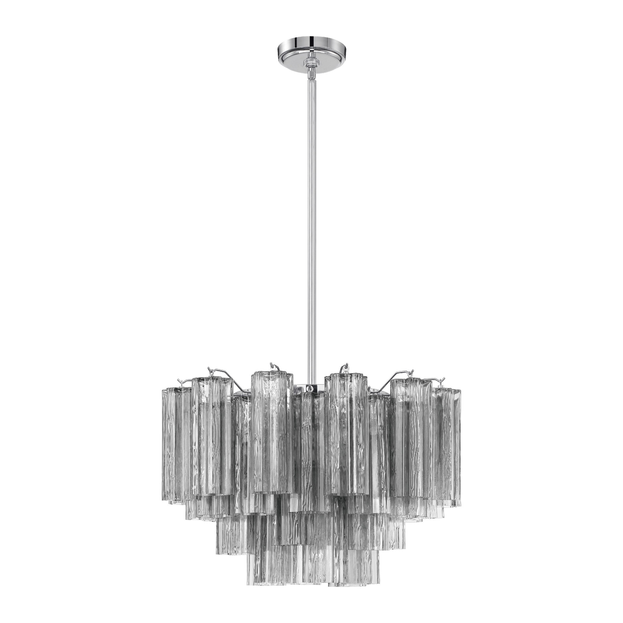 Arras Dimmable Tiered Chandelier, Black, Polished Chrome, 14.25" H x 22" W x 22" D