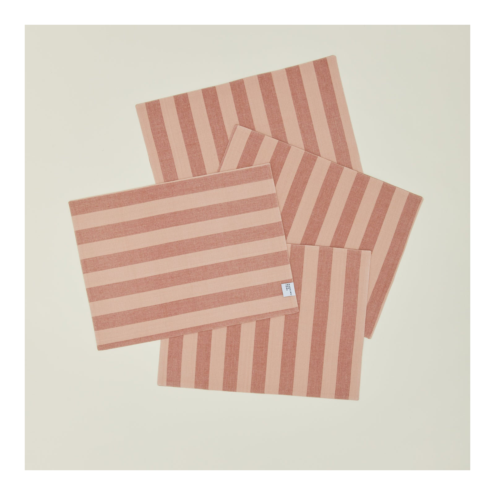 Essential Striped Placemat - Set Of 4, Blush/Terracotta
