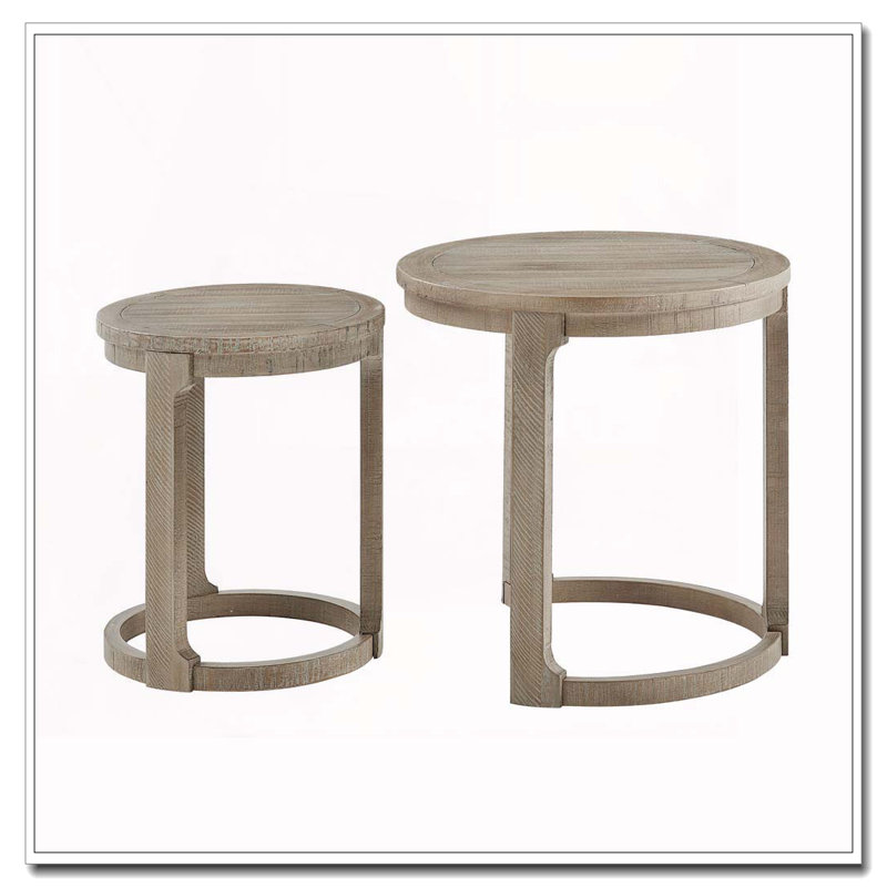 Ensemble de tables rondes 24 "2PCS, Brun pâle