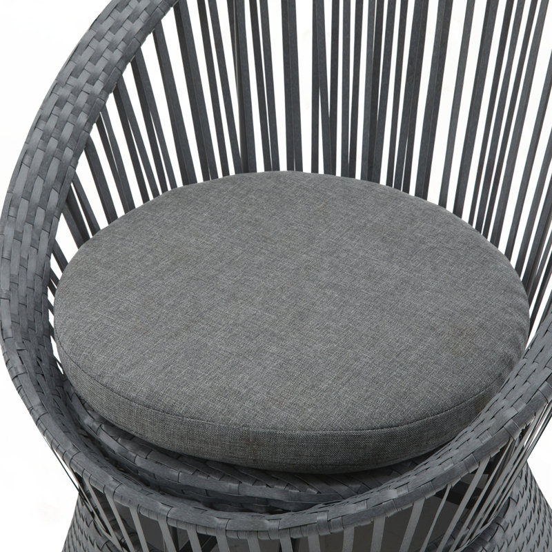 26.7" Modern Swivel Wicker Lounge Chair, Gray, Gray
