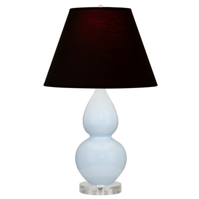 Small Double Gourd Accent Lamp - Sangria, Deep Patina Bronze - Lavender, Plum Shade