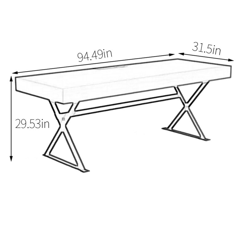 Bureau de fabrication durable à panneaux multicouches, H 29,53 po x l 94,49 po x P 31,5 po