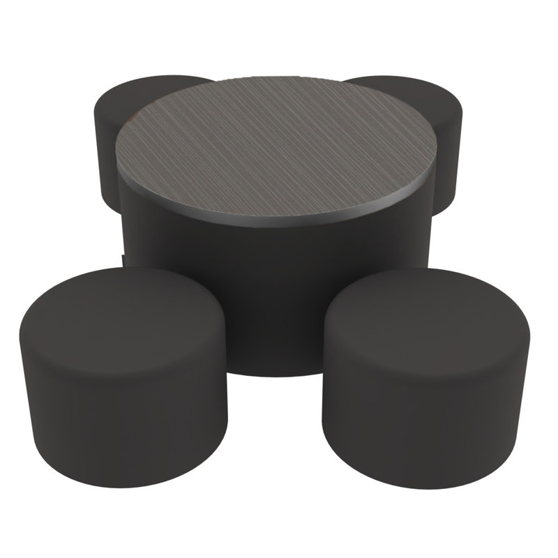 Ensemble 5 pièces de table ronde avec repose-pieds H 12 po Pro Series Pro Series, Noir / Strandz cosmique