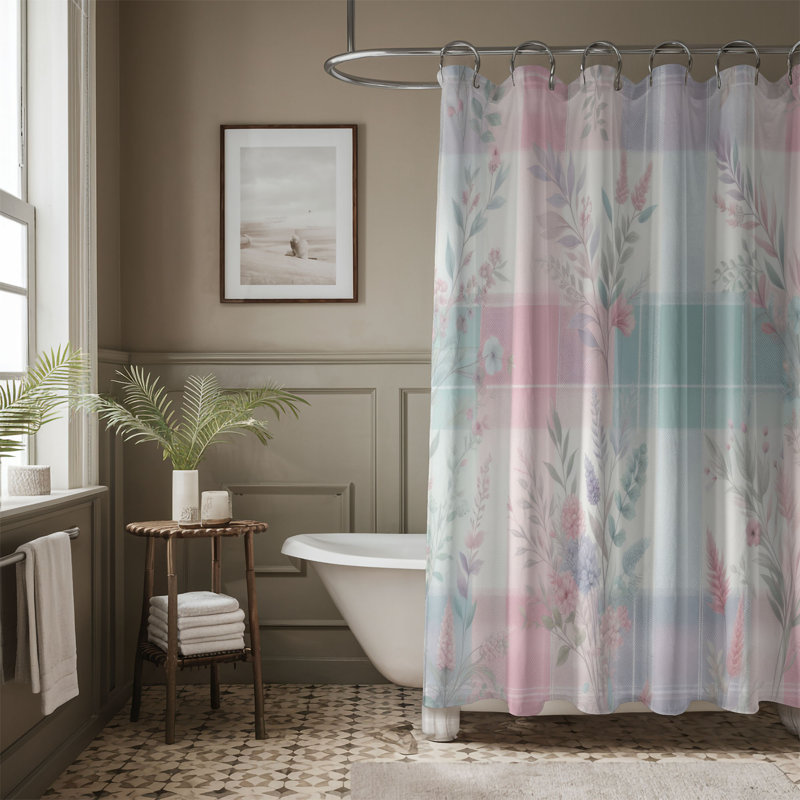 Rideau de douche 1 pièce Gentle Checks, H 74 po x l 71 po