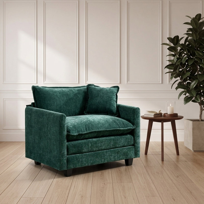 Canapé à une place avec nuage modulaire moderne avec dossier ergonomique et coussin double couche, Vert