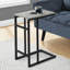 Table d'appoint, en forme de C, bout, côté, collation, stratifié brun, métal, contemporain, moderne-552934312