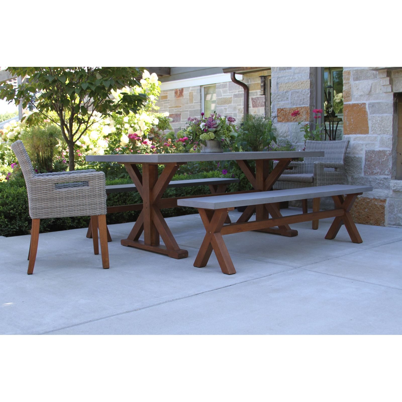 Fleur 74" Eucalyptus Patio Dining Set