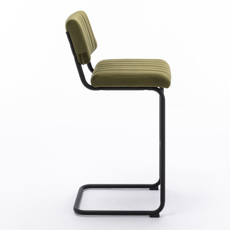 Estes Upholstered Stool with Metal Frame, Olive, Bar Stool (30" Seat Height)
