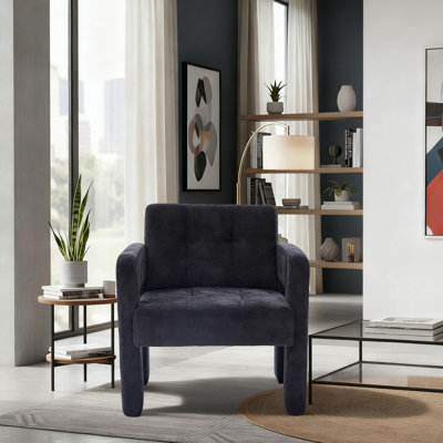 Fauteuil de réception moderne avec accoudoirs et coussin en chenille moderne