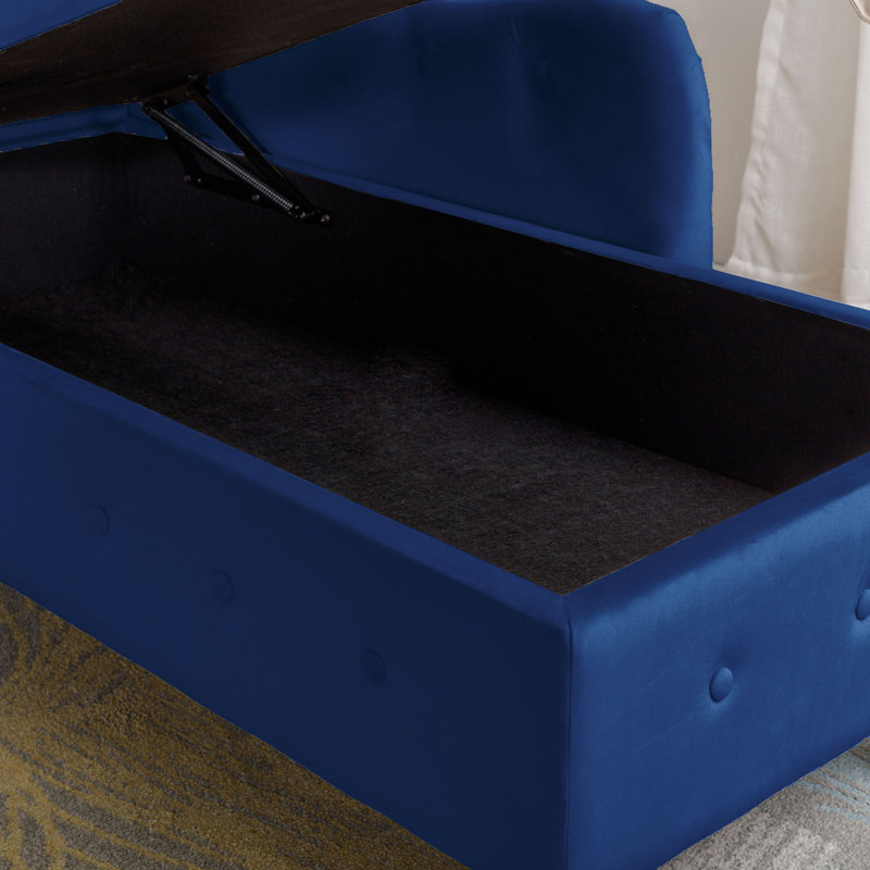 Chaise longue rembourrée Gloryvee, Velours bleu