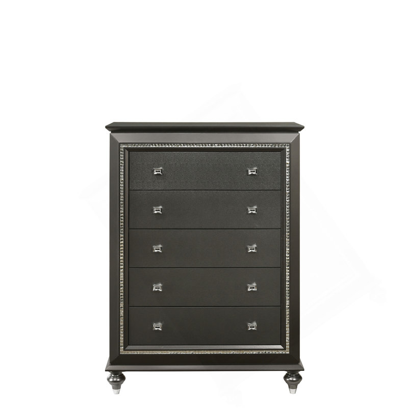 Kaitlyn Metallic Gray Finish Chest, Silver Gray