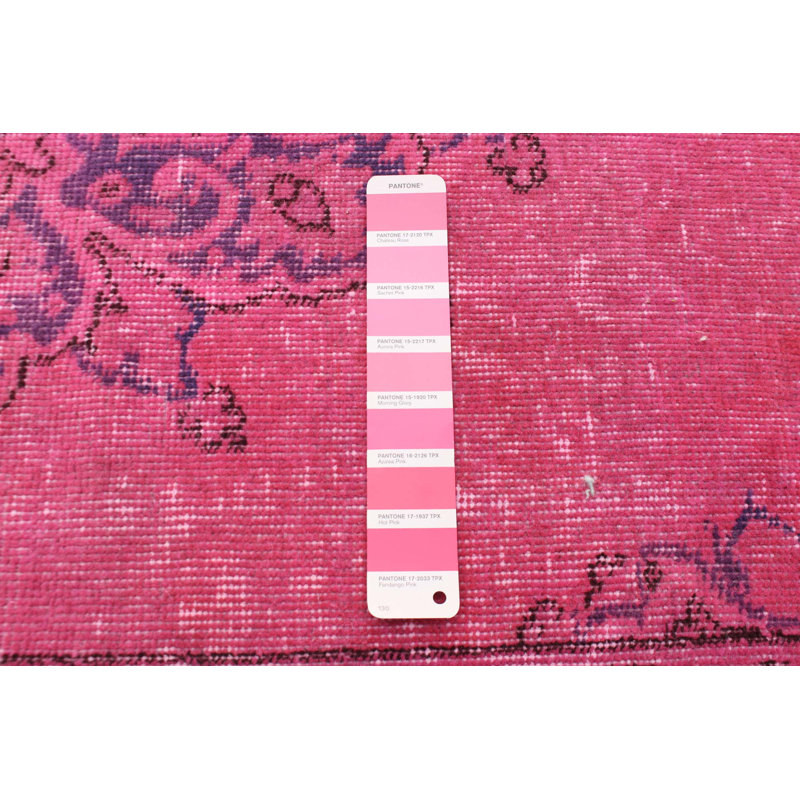 Tapis rose foncé en laine noué à la main de conception unique 2000 pi 3 pi 8 po x 6 pi 7 po Odiamehi