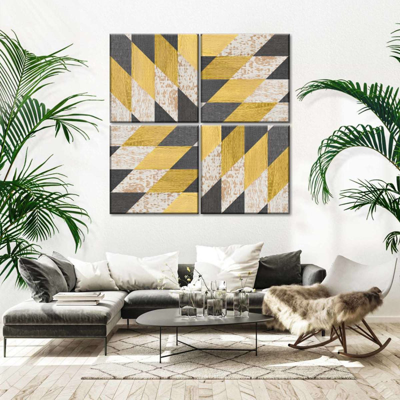 Abstract Square Diamonds Multi Piece Canvas Print, H 18 po x l 18 po x P 1 po