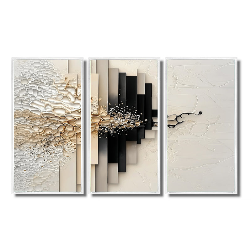 Composition avec formes abstraites suprême - ensemble d'art abstrait, Reproduction avec cadre flottant, H 28 po x l 36 po