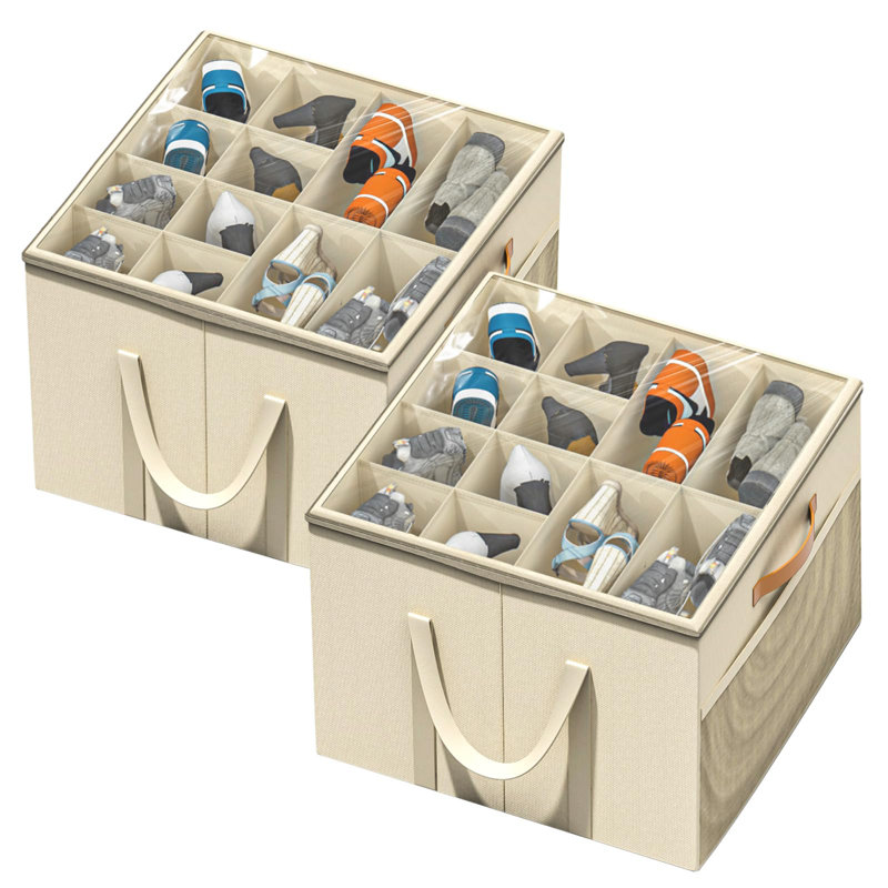 Shoe Organizer For Closet – Holds 16 Pairs, Large Storage Boxes, Easy Assembly