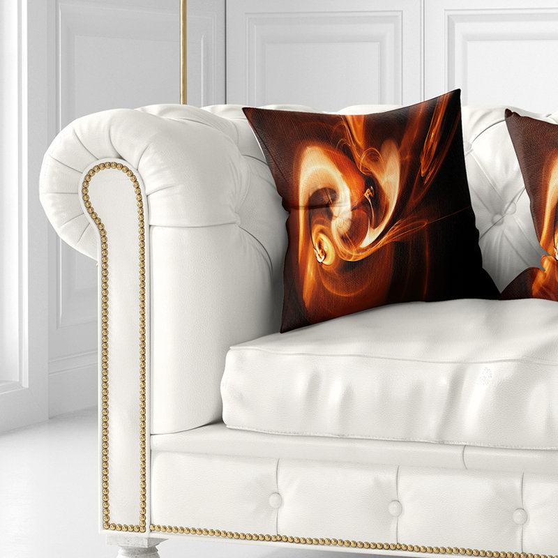 Fractal Smoke Texture Brown - coussin imprimé abstrait, 16 po x 1 po, Coussin décoratif