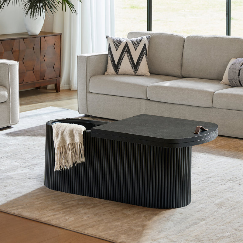 Table basse ovale avec rangement Elias, Noir