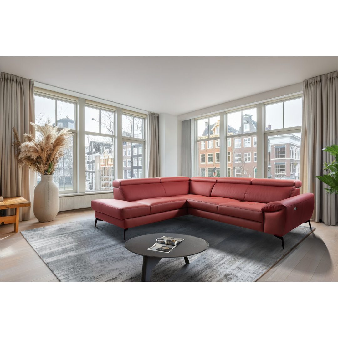 Alvoro Genuine Leather Corner Sofa with Electric Seat Extension & Adjustable Headrests