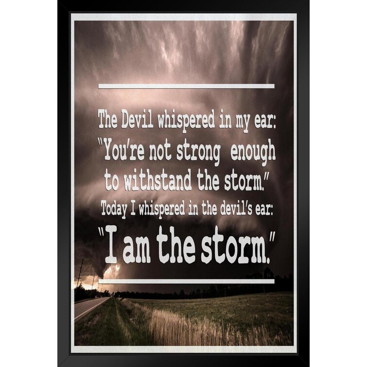 I Am The Storm Quote Motivational Inspirational Stormy Sky Photo Teamwork Inspire Quotation Gratitude Positivity Support Motivate Sign Good Vibes Social Work White Wood Framed Art Poster 14X20
