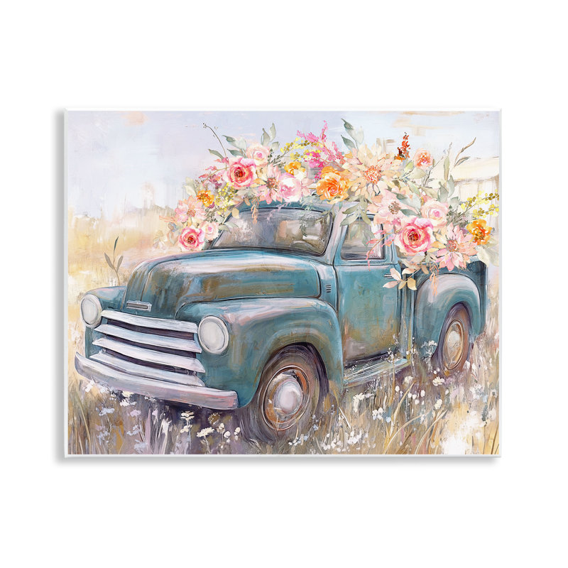 Plaque murale camion de fleurs Country Cargo, design par Nina Blue