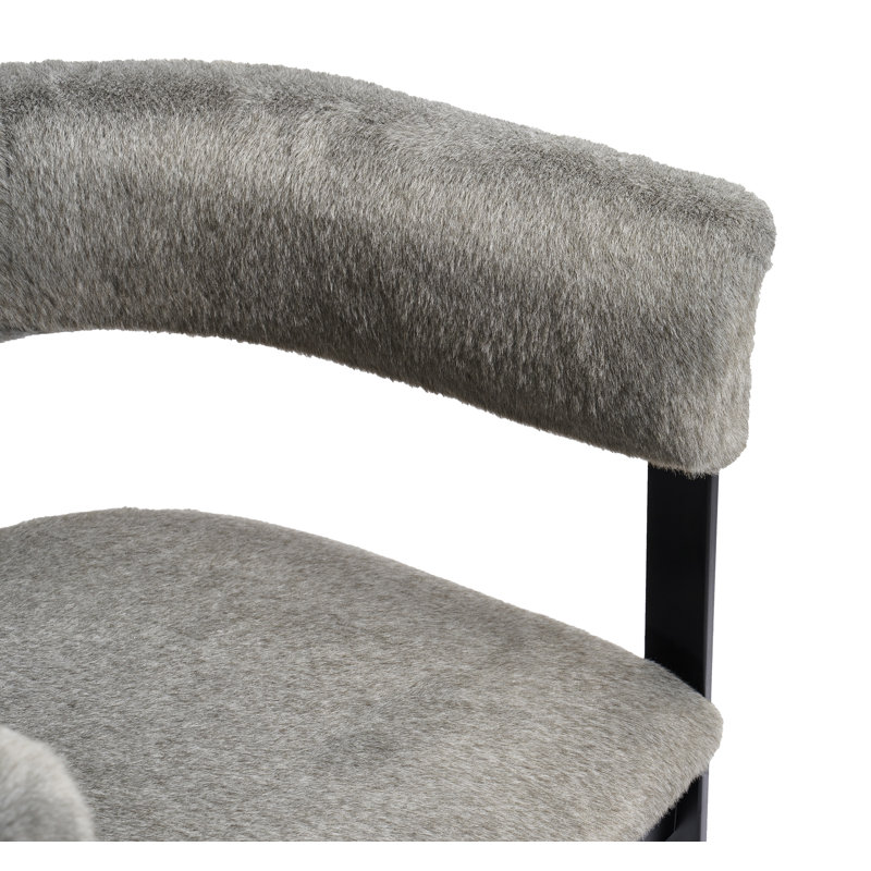 Darcy 19'' H Faux Fux Upholstered Armchair, Pewter
