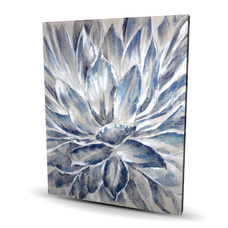 Toile botanique à fleurs bleues et grises | Décoration intérieure