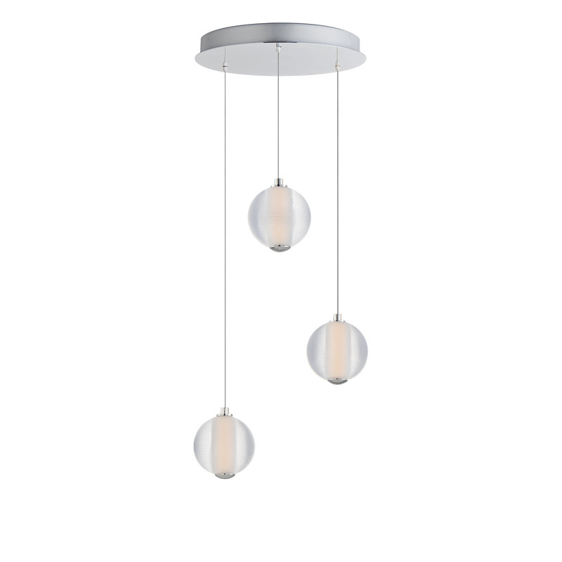 Luminaire suspendu grappe 3 lumières Alhena, Chrome poli