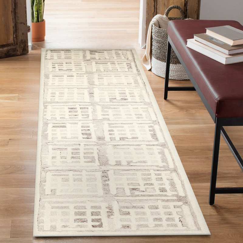 Wool Geometric Indoor Rug, Runner 2' x 7'6"