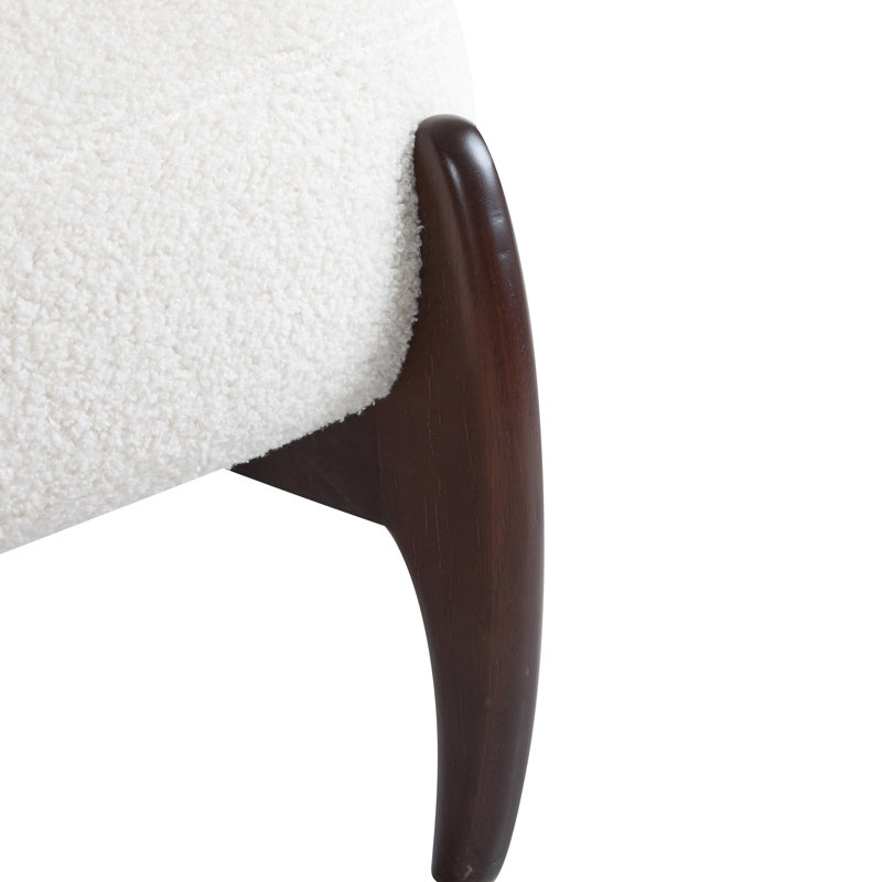 Fauteuil à cadre bouclé en bois massif de 25,5 po de couleur beige - offre une assise moderne confortable avec un support de 25,5 po, pour une utilisation durable