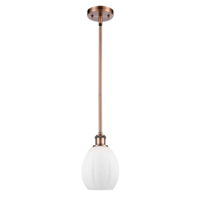 Bolduc 1 - Light Single Pendant, No Bulb Included, Matte White, Antique Copper