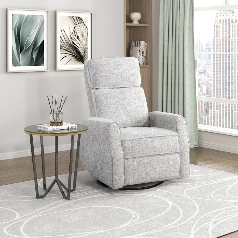  Enlow 30" Modern & Contemporary Boucle Swivel Glider Reclining Chair with 360° Swivel & Gentle Gliding, Quartz
