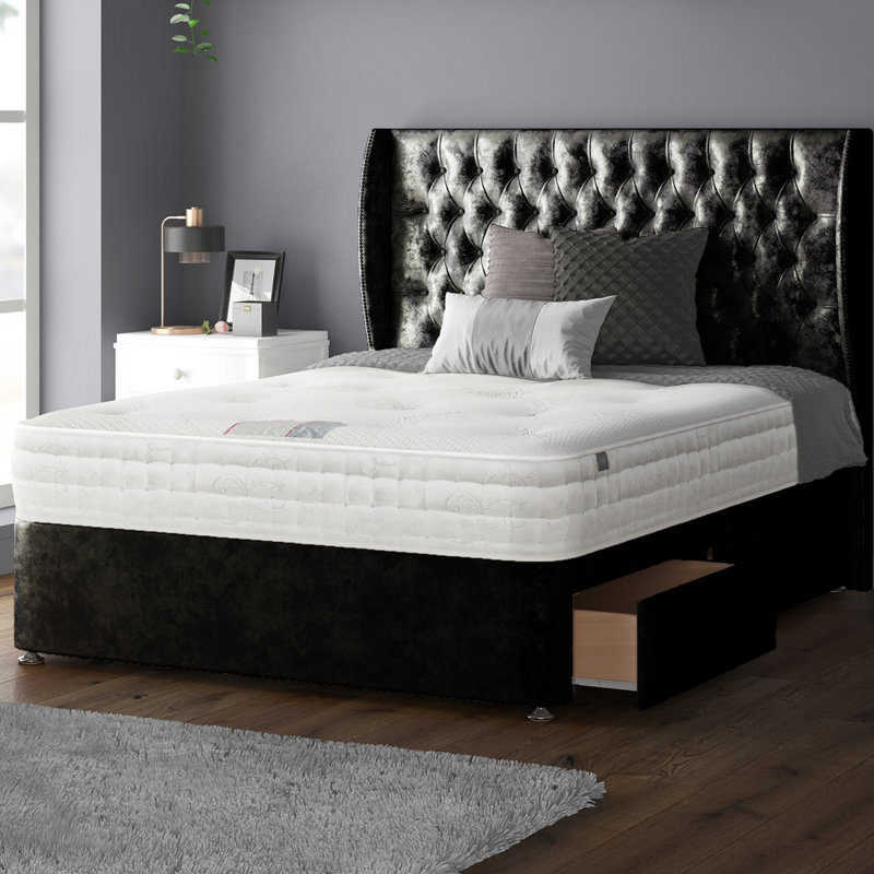 Mandalay Divan Bed Base, Double, 2 Foot-End Drawers, Black
