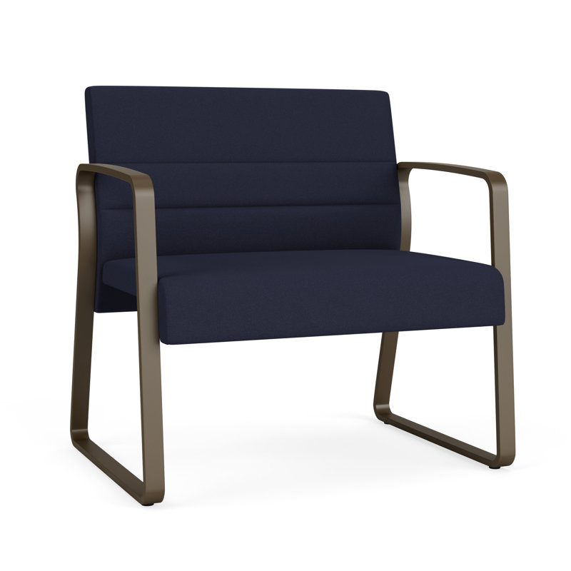 Chaise bariatique Waterfall, Bronze, Portes ouvertes en tissu bleu marine