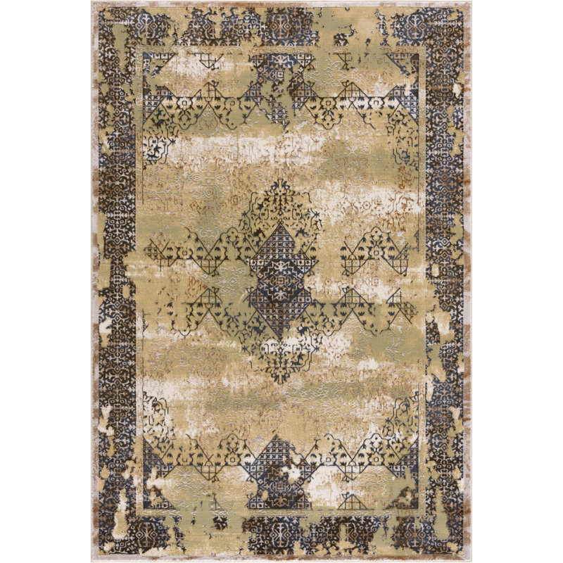 Tapis décoratif abstraite beige Amarillo, Rectangle 8 pi x 11 pi