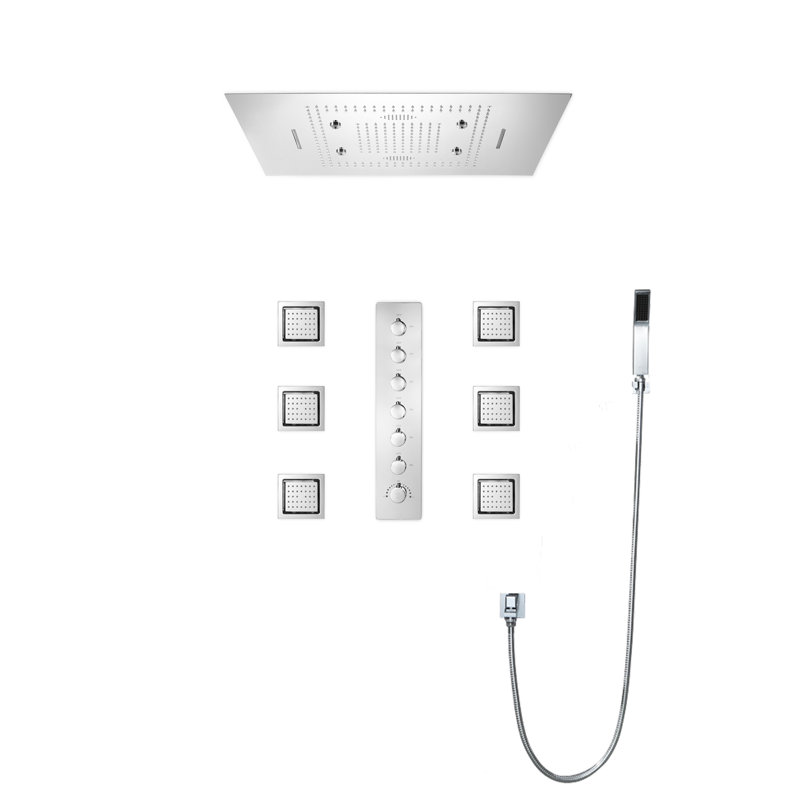 Système de douche thermostatique complet avec valve brute, Chrome